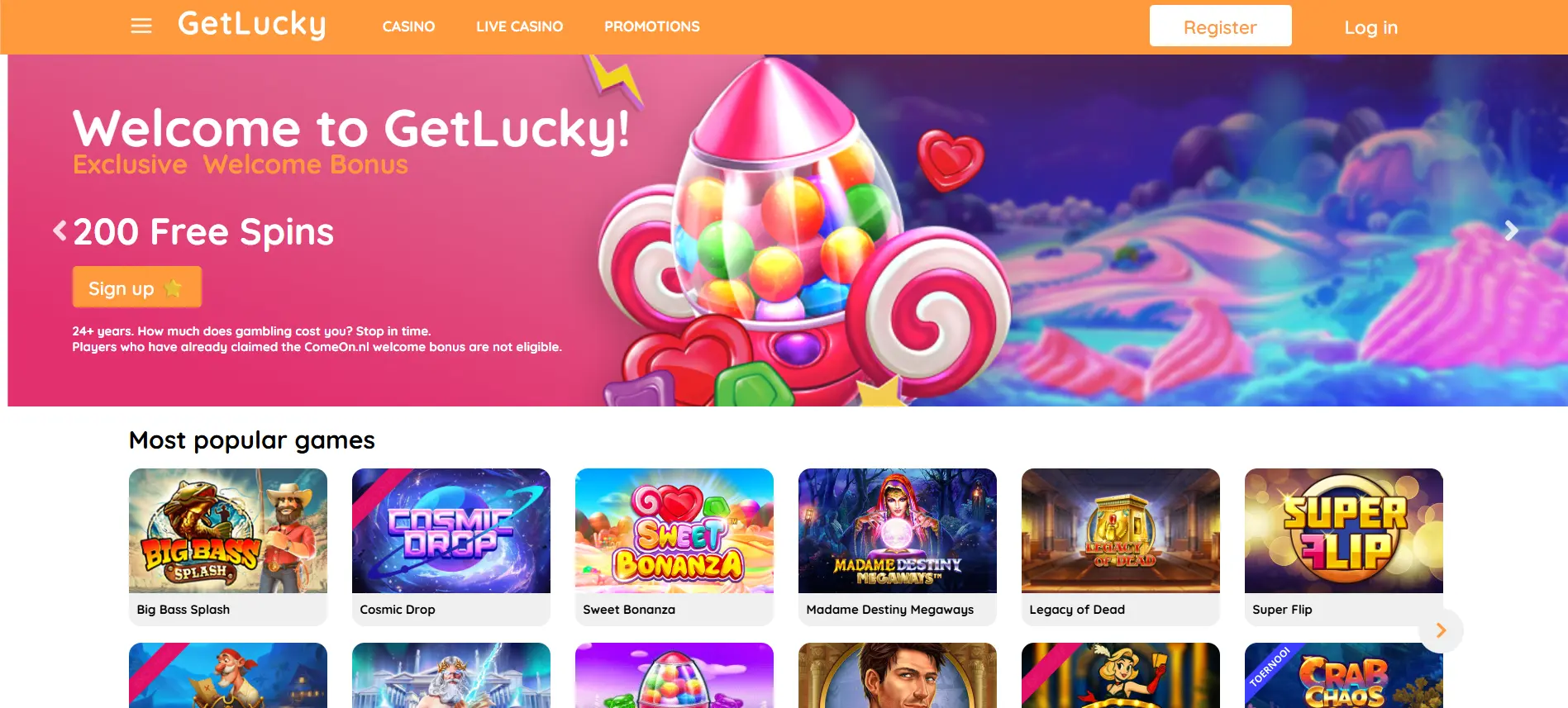 Get Lucky Casino hjemmeside